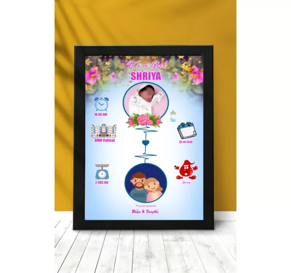 Personalized Wooden Engraved Baby Profile Frame