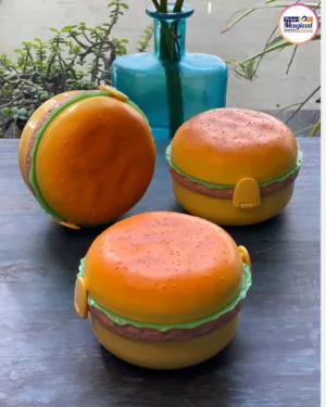 Burger Snack Lunch Box for Kids with Fork and Knife