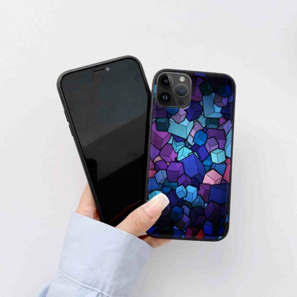 Premium Purple Cubes Glass Case