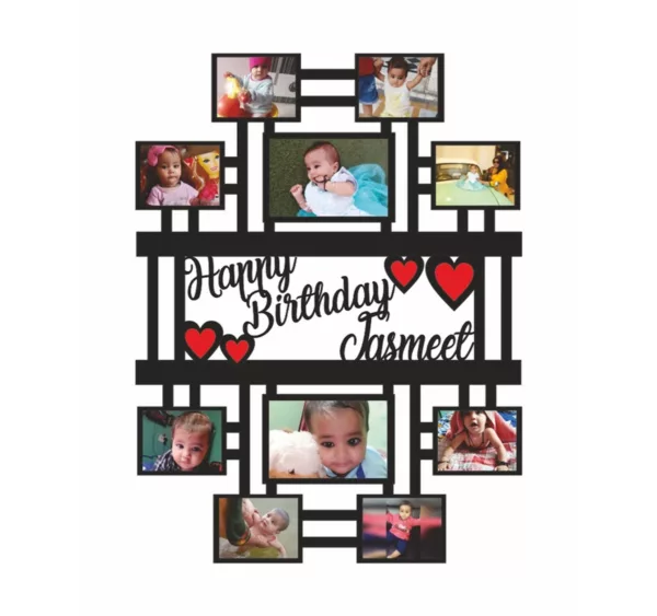 Happy Birthday Photo Frame, Personalized with 10 Photos and Name