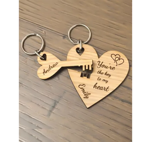Heart Engraved Keychain for Couples