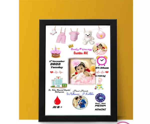Personalized New Born Baby Details Frame