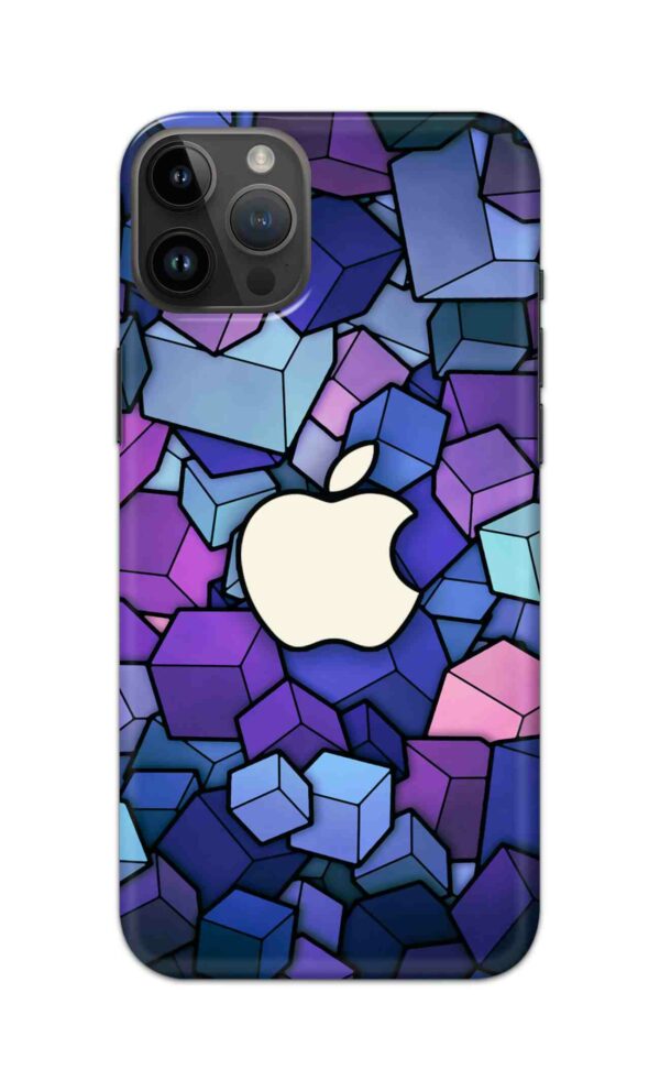 3D Purple Cubes Apple Printed Mobile Back Case