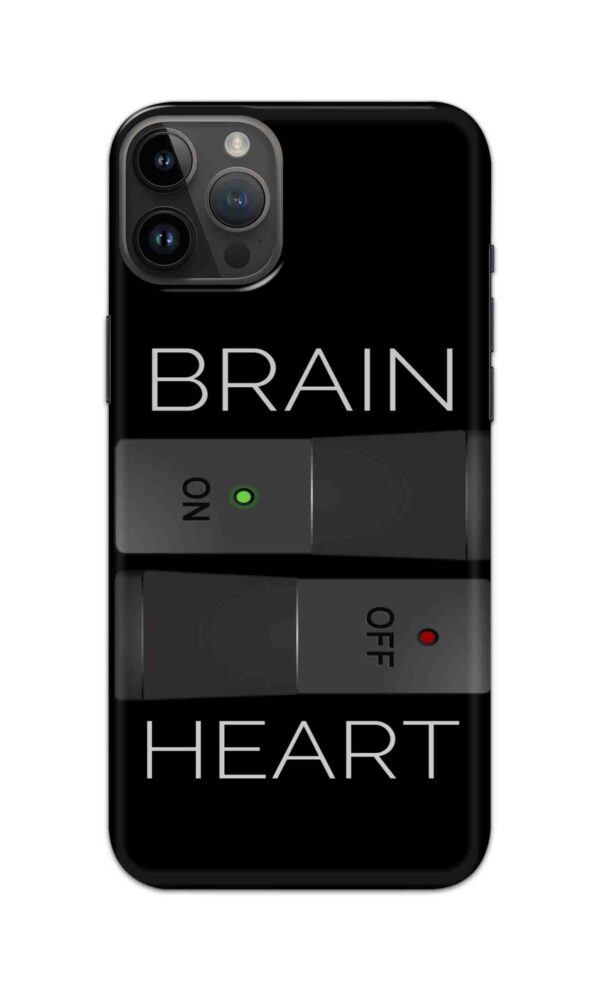 3D Brain On Heart Off Black Phone Back Cover