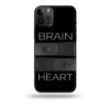 3D Brain On Heart Off Black Phone Back Cover