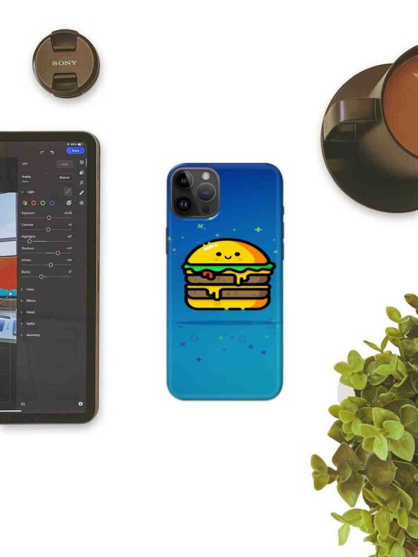 3D Luxury Burger Mobile Back Cover, Blue