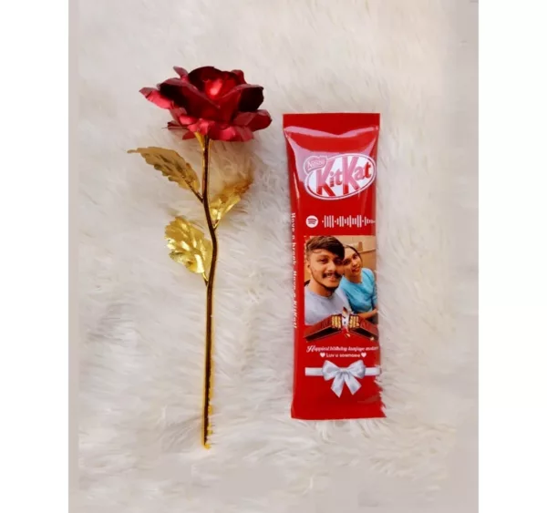 Customized KitKat Chocolate and Golden Polish Rose