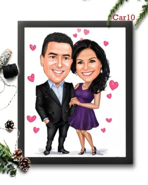 Standing Business Couple Caricature Frame