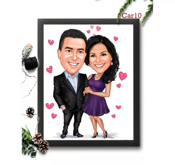 Standing Business Couple Caricature Frame