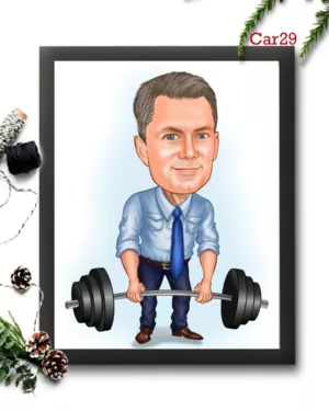 Person in Gym Caricature Frame