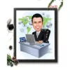 Business Man in Office Caricature Frame
