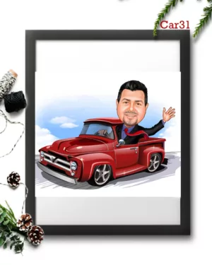 Driving Car Caricature Frame