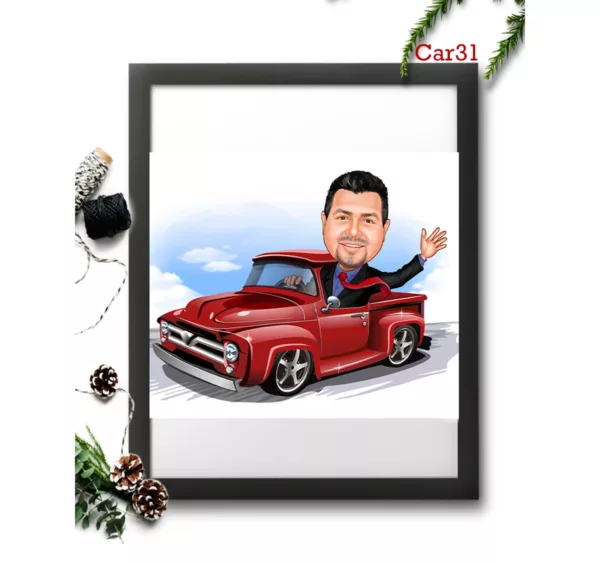Driving Car Caricature Frame