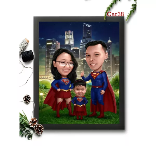 Superman Family Caricature Frame