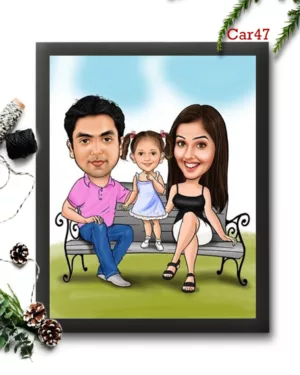 Sweet Family 3 Faces Caricature Frame
