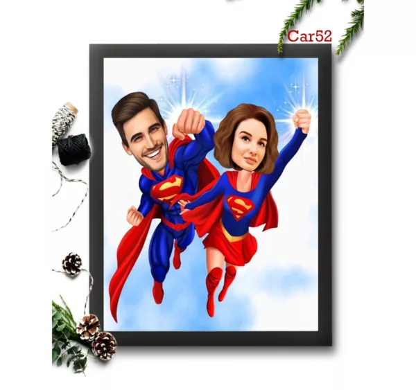 Flying Superman Caricature Frame