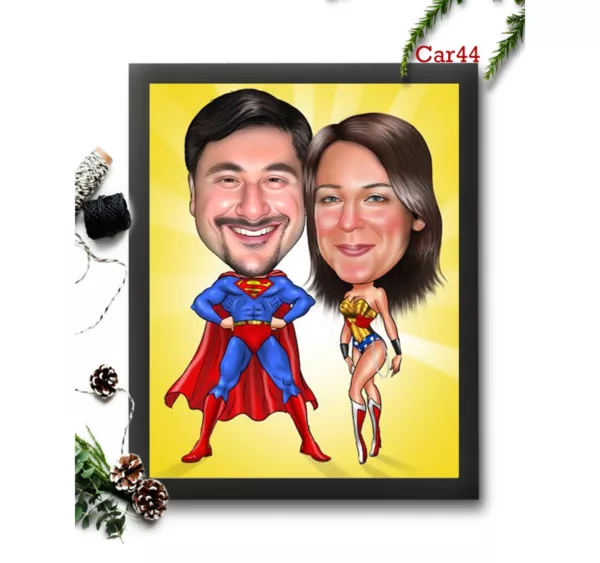 Superman Couple Caricature Frame