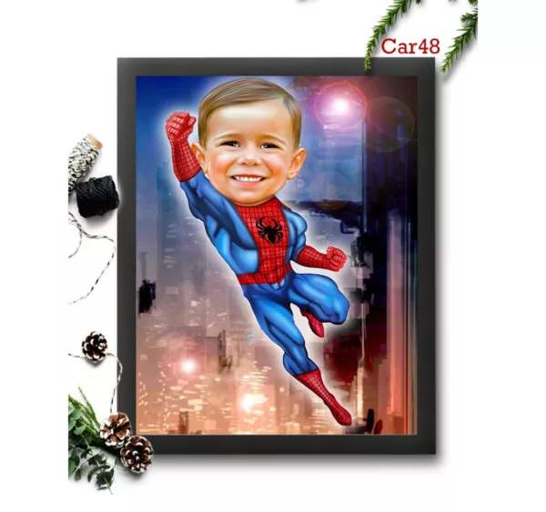 Spider Man Kid Caricature Frame