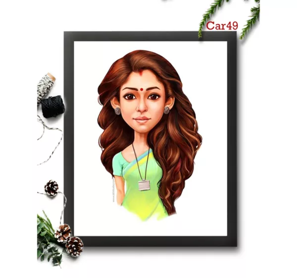 Girl in Saree Caricature Frame